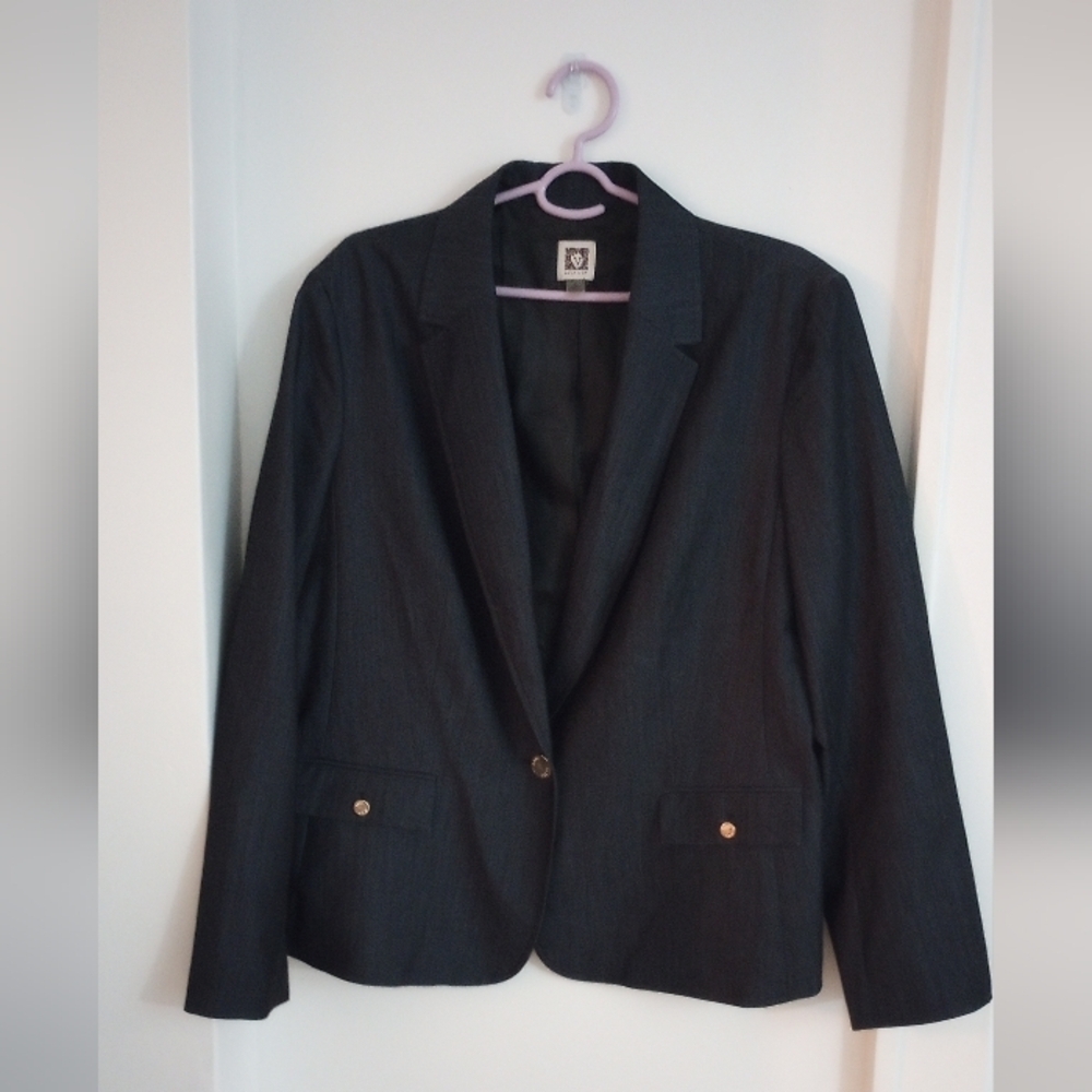 Anne Klein Dark Charcoal Black Blazer XL